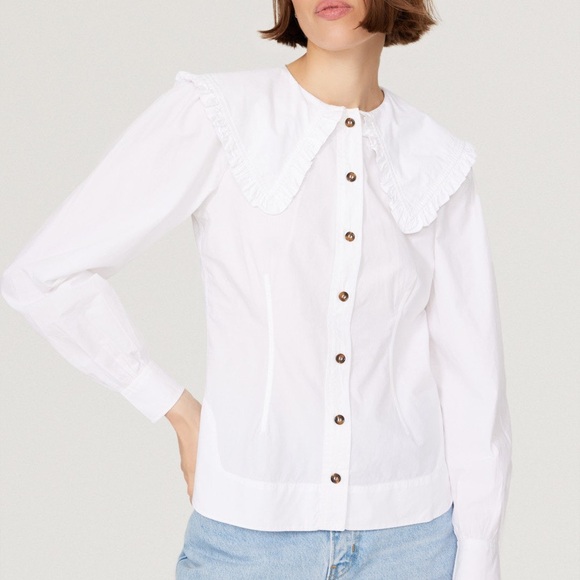 Ganni Tops - GANNI Vintage Inspired Collared Poplin Top
